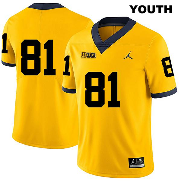 Youth NCAA Michigan Wolverines Nate Schoenle #81 No Name Yellow Jordan Brand Authentic Stitched Legend Football College Jersey RJ25P66QT